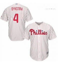 Mens Majestic Philadelphia Phillies 4 Lenny Dykstra Replica WhiteRed Strip Home Cool Base MLB Jersey 