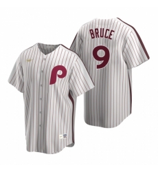 Mens Nike Philadelphia Phillies 9 Jay Bruce White Cooperstown Collection Home Stitched Baseball Jersey