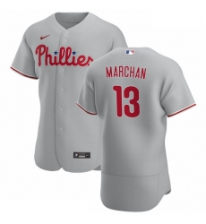 Philadelphia Phillies 13 Rafael Marchan Men Nike Gray Road 2020 Authentic Player MLB Jersey