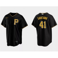 Men Pittsburgh Pirates 41 Carlos Santana Black Cool Base Stitched Baseball Jersey