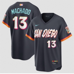Men San Diego Padres  13 Manny Machado Obsidian 2026 City Connect Stadium Stitched Baseball Jersey