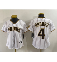 Women San Diego Padres 4 Luis Arraez White Stitched Baseball Jersey  Women San Diego Padres 4 Luis Arraez White Stitched Baseball Jersey