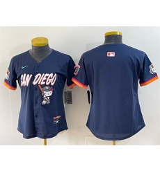 Women San Diego Padres X Hello Kitty Blank Obsidian 2026 City Connect Stadium Stitched Baseball Jersey Run Small 