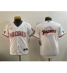 Youth San Diego Padres Team Big Logo White Mexico Cool Base Stitched Baseball Jersey 1