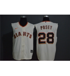 Giants 28 Buster Posey White Nike Cool Base Sleeveless Jersey