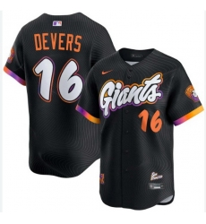 Men San Francisco Giants 16 Rafael Devers Black City Edition Cool Base Stitched Baseball Jersey