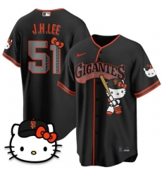 Men San Francisco Giants X Hello Kitty  51 Jung Hoo Lee Black 2026 Alternate Stadium Stitched Baseball Jersey