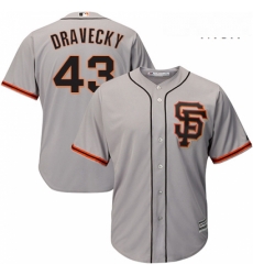 Mens Majestic San Francisco Giants 43 Dave Dravecky Replica Grey Road 2 Cool Base MLB Jersey