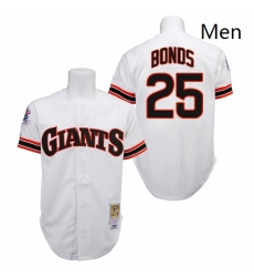 Mens Mitchell and Ness San Francisco Giants 25 Barry Bonds Replica White 1989 Throwback MLB Jersey