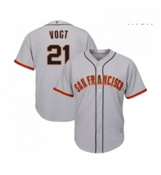 Mens San Francisco Giants 21 Stephen Vogt Replica Grey Road Cool Base Baseball Jersey 