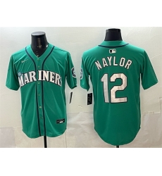 Men Seattle Mariners 12 Josh Naylor Aqua Limited Stitched jersey