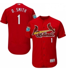 Mens Majestic St Louis Cardinals 1 Ozzie Smith Red Alternate Flex Base Authentic Collection MLB Jersey