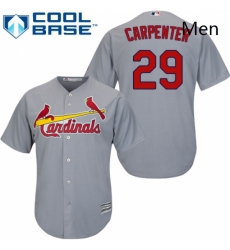 Mens Majestic St Louis Cardinals 29 Chris Carpenter Replica Grey Road Cool Base MLB Jersey