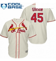 Mens Majestic St Louis Cardinals 45 Bob Gibson Replica Cream Alternate Cool Base MLB Jersey