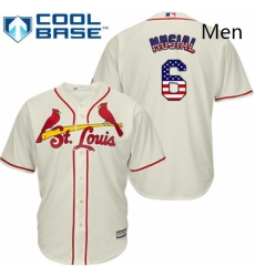 Mens Majestic St Louis Cardinals 6 Stan Musial Authentic Cream USA Flag Fashion MLB Jersey