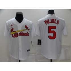 Men's St. Louis Cardinals #5 Albert Pujols White Cool Base Stitched Jersey