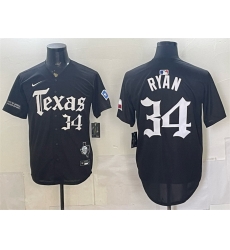Men Texas Rangers  34 Nolan Ryan Black Gothic Mexico 2025 Vapor Premier Limited Stitched Baseball Jersey