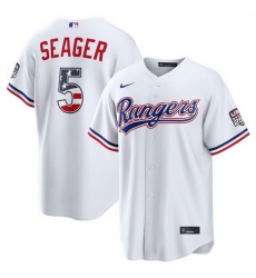 Men Texas Rangers  5 Corey Seager White 2026 USA 250 Fourth of July Home Stitched Baseball Jersey