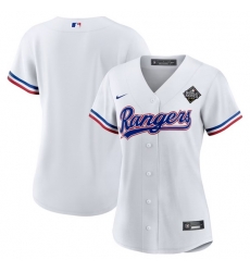 Women Texas Rangers Blank White 2023 World Series Stitched Baseball Jersey 28Run Small 29