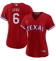 Women Texas Rangers Josh Jung #6 Red Cool Base Stitched MLB Jersey