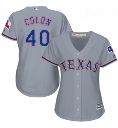 Womens Majestic Texas Rangers 40 Bartolo Colon Replica Grey Road Cool Base MLB Jersey 