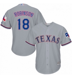 Youth Majestic Texas Rangers 18 Drew Robinson Replica Grey Road Cool Base MLB Jersey 