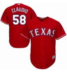 Youth Majestic Texas Rangers 58 Alex Claudio Replica Red Alternate Cool Base MLB Jersey 