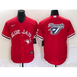 Men Toronto Blue Jays Red Team Big Logo Cool Base Stitched Baseball Jersey