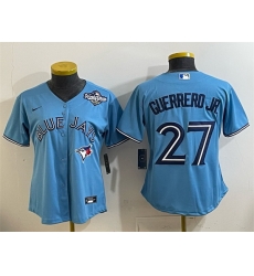 Women Toronto Blue Jays 27 Vladimir Guerrero Jr  Blue 2025 World Series Cool Base Stitched Baseball Jersey 