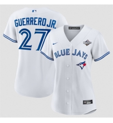 Women Toronto Blue Jays 27 Vladimir Guerrero Jr White 2025 World Series Home Cool Base Stitched Baseball Jersey Women Toronto Blue Jays 27 Vladimir Guerrero Jr White 2025 World Series Home Cool Base Stitched Baseball Jersey