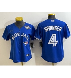 Women Toronto Blue Jays 4 George Springer Royal 2025 World Series Cool Base Stitched Baseball Jersey 
