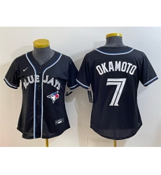 Women Toronto Blue Jays  7 Kazuma Okamoto 2026 Fashion Replica Black Out Stitched