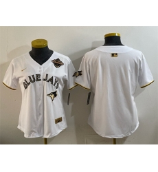Women Toronto Blue Jays Blank White Gold 2025 American League Champions Limited Stitched Baseball Jersey 