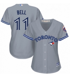 Womens Majestic Toronto Blue Jays 11 George Bell Replica Grey Road MLB Jersey 