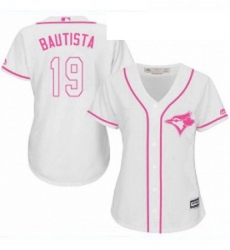 Womens Majestic Toronto Blue Jays 19 Jose Bautista Authentic White Fashion Cool Base MLB Jersey