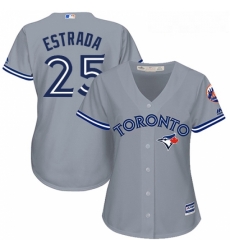 Womens Majestic Toronto Blue Jays 25 Marco Estrada Authentic Grey Road MLB Jersey