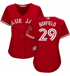 Womens Majestic Toronto Blue Jays 29 Jesse Barfield Authentic Scarlet Alternate MLB Jersey 