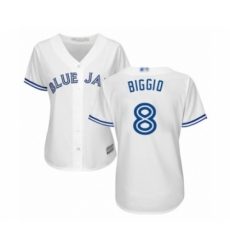 Women's Toronto Blue Jays #8 Cavan Biggio Authentic White Home Baseball Player Jersey