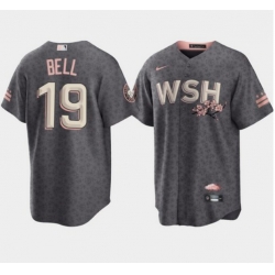 Men Washington Nationals 19 Josh Bell 2022 Grey City Connect Cherry Blossom Cool Base Stitched jersey