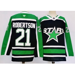 Men Dallas Stars 21 Jason Robertson Black 2024 25 Reverse Retro Stitched Jersey