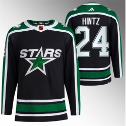 Men Dallas Stars 24 Roope Hintz Black 2022 23 Reverse Retro Stitched Jersey