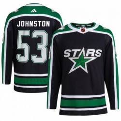 Men Dallas Stars 53 Wyatt Johnston Black 2022 23 Reverse Retro Stitched Jersey