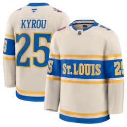 Men St  Louis Blues 25 Jordan Kyrou Cream 2024 25 Winter Classic Stitched Hockey Jersey