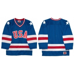 Men USA Hockey Custom Blue 1980 Miracle On Ice Stitched Hockey Jersey