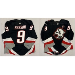 Men Buffalo Sabres 9 Zach Benson Black Alternate Stitched Hockey Jersey