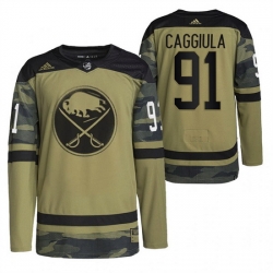 Men Buffalo Sabres 91 Drake Caggiula 2022 Camo Military Appreciation Night Stitched jersey