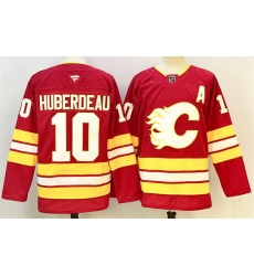 Men Calgary Flames 10 Jonathan Huberdeau Jonathan Huberdeau Red 2024 25 Home Stitched Hockey Jersey
