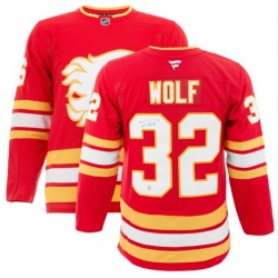 Men Calgary Flames Dustin Wolf #32 NHL Adidas Stitched Jersey Red Home