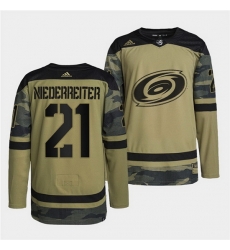 Men Carolina Hurricanes 21 Nino Niederreiter 2022 Camo Military Appreciation Night Stitched jersey