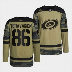 Men Carolina Hurricanes 86 Teuvo Teravainen 2022 Camo Military Appreciation Night Stitched jersey